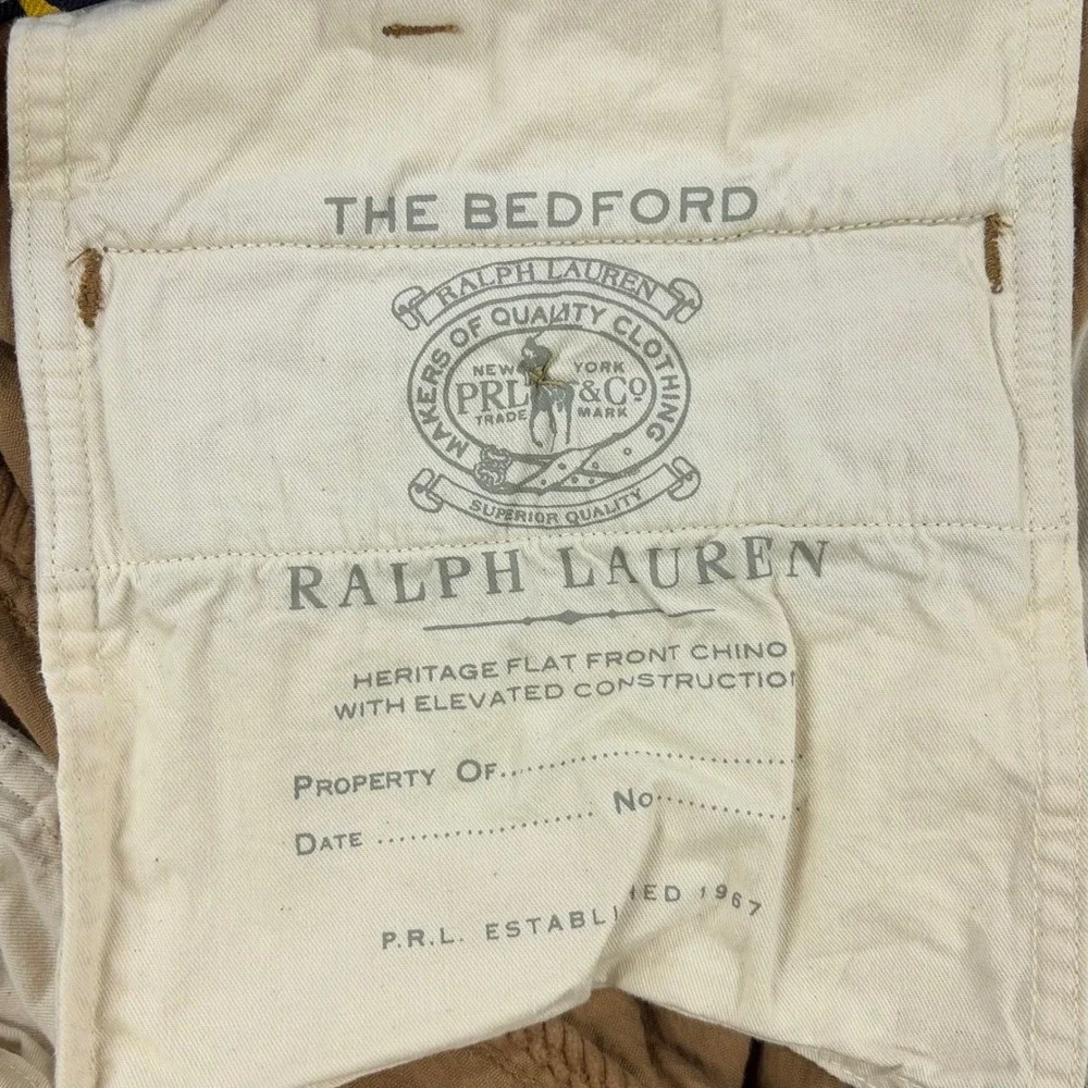 Polo Ralph Lauren Corduroy Pants Men 38x31 Tan Bedford Straight Fit Chino Preppy